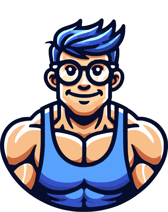 Logo with guy with glasses